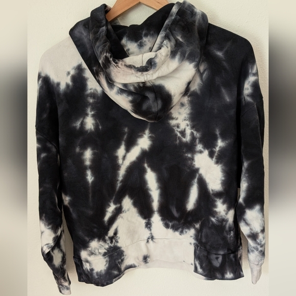 ZARA Black White Tie Dye Hoodie Loose Relaxed Hooded Sweatshirt Top Size M - Picture 4 of 6
